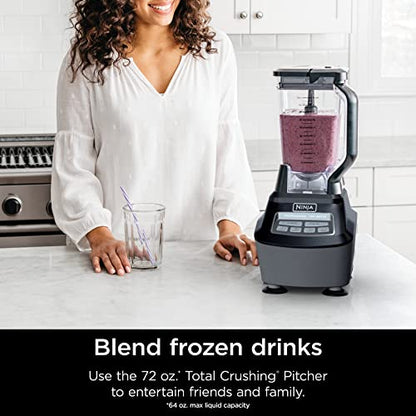 Ninja Blender, Food Processor, Blender for-Smoothies, Includes Pitcher, Smoothie Cup, and 8-Cup Bowl, Salsa, Dough, Shakes, Slush, and Frozen Drinks, Mega Kitchen System, 120 Volts, Black, BL770AMZ