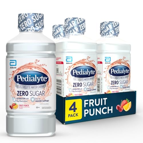 4 Pack Pedialyte Zero Sugar Electrolyte Water, 1 Liter