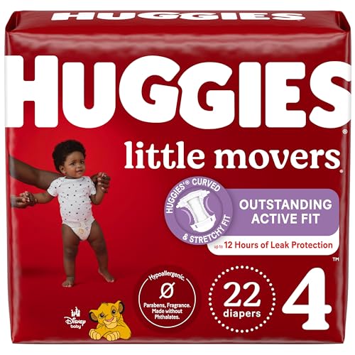 22 Count Huggies Little Movers Baby Diapers Size 4