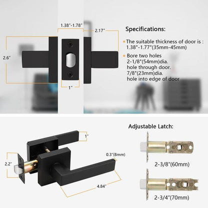 Probrico Square Passage Levers Matt Black 4-Pack