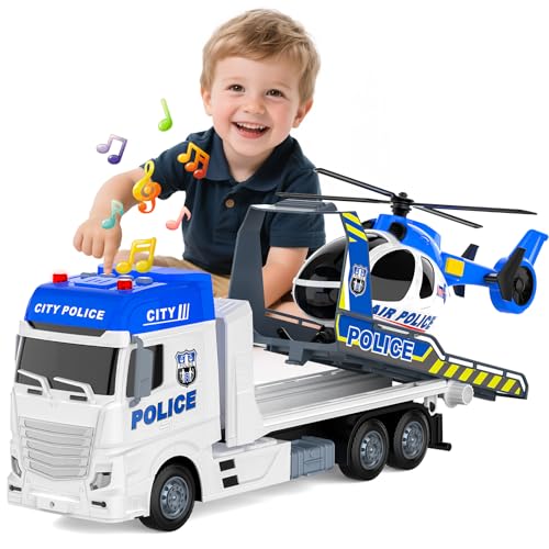 21-Inch Friction Powered Police Transport Truck Toy