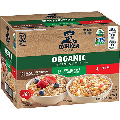 32 Pack Quaker Organic Instant Oatmeal Variety Pack