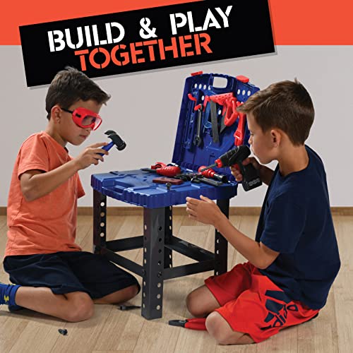 Play22 Kids Tool Set Bench 76 Pc - Toddler Tool Bench Set with Electronic Play Drill - Stem Educational Toy Pretend Play Construction Work Shop - Preschool Toy Gift for Kids Children Boys and Girls