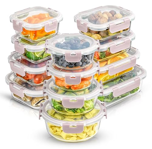 24 Piece JoyJolt Borosilicate Glass Food Storage Containers