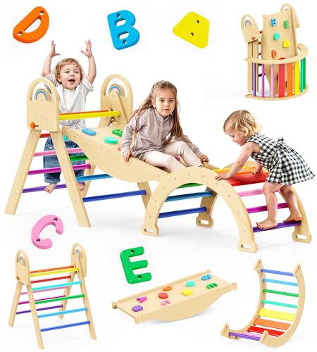 Philnas 9-in-1 Montessori Wooden Climbing Triangle Set
