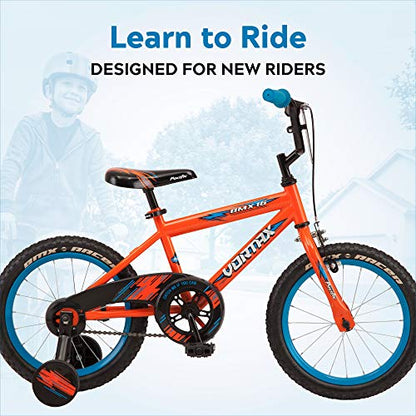 Pacific Vortax BMX Style Kids Bike, for Boys and Girls Ages 3 to 7, Single Speed, 16-Inch Wheels with Removable Training Wheels, Coaster and Hand Brake, Orange