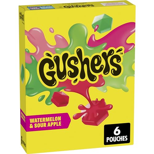 6 Pouch Gushers Watermelon Sour Apple Fruit Snacks