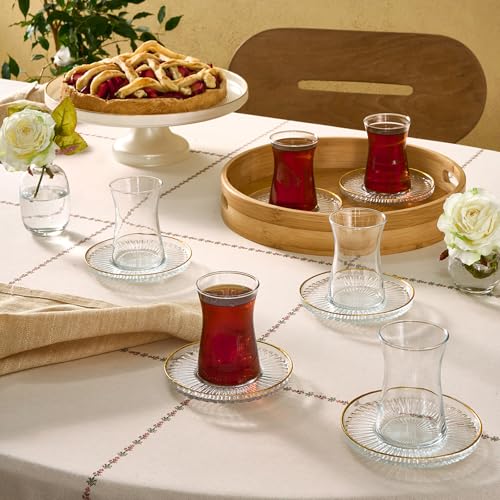 12-Piece Turkish Tea Glass and Saucer Set