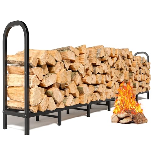 8FT Firewood Rack Heavy Duty Adjustable Log Holder