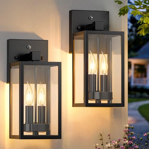 2 Pack Dusk to Dawn Outdoor Wall Lanterns
