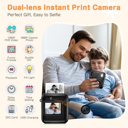 Kids 48MP Dual-Lens Digital Camera with Print