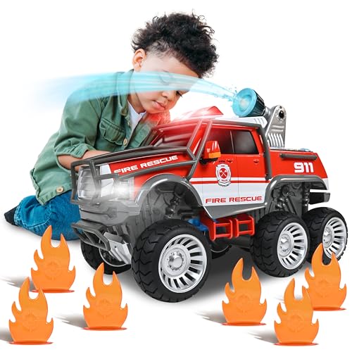 Maxx Action Firetruck Toy with Water Cannon, Lights