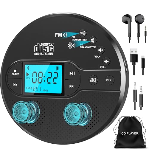 Bluetooth Rechargeable Portable CD Player with Speakers
