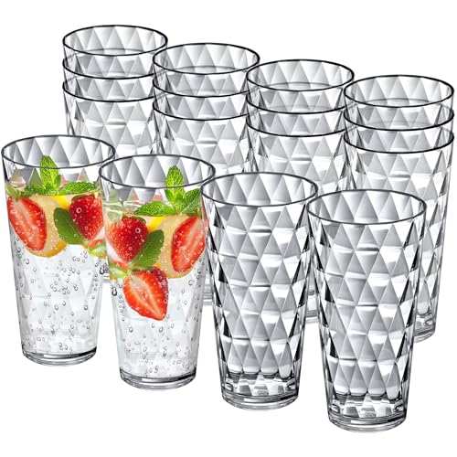16 Pack Plastic Tumblers 20-Ounce Reusable Drinking Cups