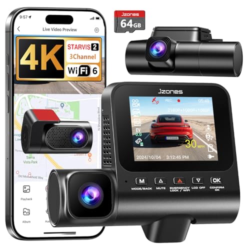 4K 3-Channel Dash Cam with GPS and Night Vision
