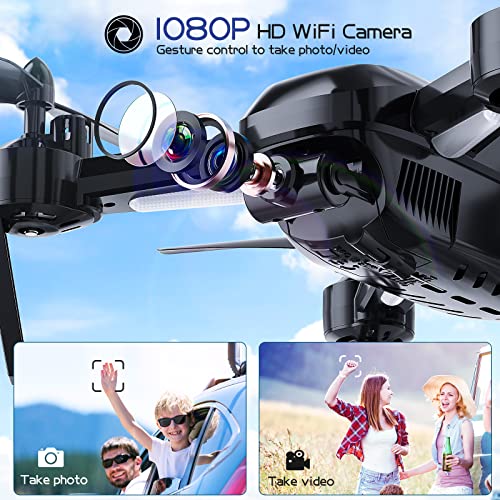 FERIETELF Drone with Camera - T6 1080P HD RC Drone, Fpv Drone for Adults, With WiFi Live Video, Altitude Hold, Headless Mode, Gravity Sensor, One Key Take Off for Kids or Beginners