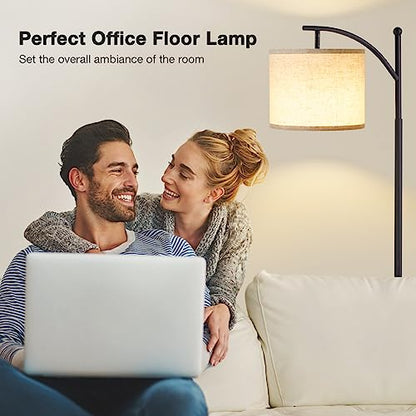 Ambimall Floor Lamp for Living Room with 3 Color Temperatures LED Bulb, Beige Lampshade & Foot Switch Included, Easy to Install, 9W Bulb Included