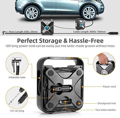 WindGallop Tire Inflator Portable Air Compressor, 90W 7800 mAh 3x Faster Air Pump for Car Tires with Tire Gauge Pressure, Tire Pump for Cars, Suv, Bikes, Motorcycles, Balls