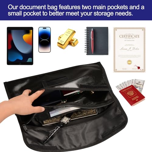 OFASIZEN Fireproof Document Bag (5200℉) for Cash, Passport, Important Documents, and Valuables - Fireproof Money Bag