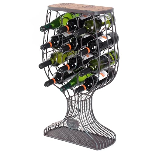Vintage Wooden Freestanding Wine Rack with Cork Holder