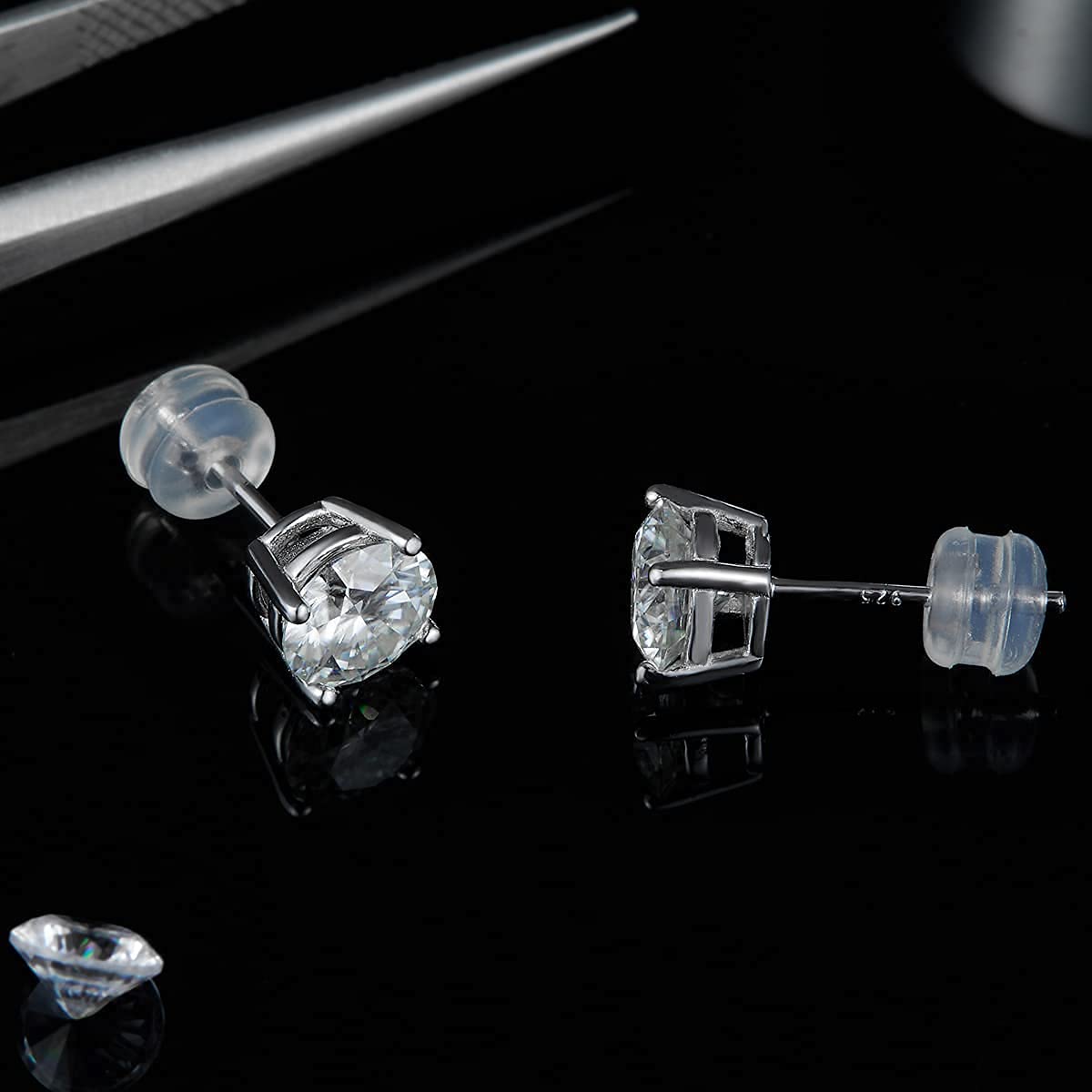 Moissanite Stud Earrings for Women,1CT Man Made D Color VVS1 Round Diamond Jewelry,Sterling Silver 18K White Gold Plated Men Earring