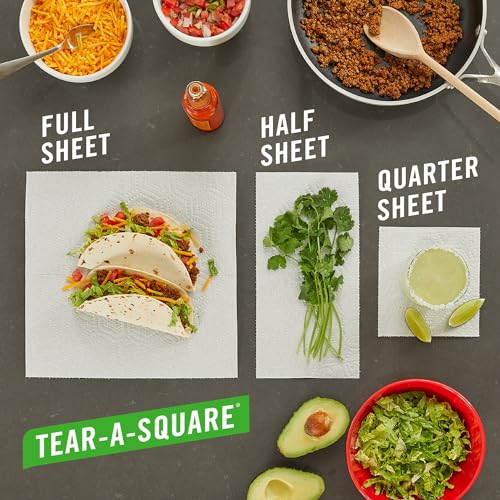 Brawny® Tear-A-Square® Paper Towels, 6 Double Rolls = 12 Regular Rolls