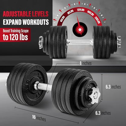 Yes4All 105lbs Pair Adjustable Dumbbell Set with Weight Plates, Star Lock Collars/Connector, 40lbs to 200lbs Adjustable Weight Plates Set
