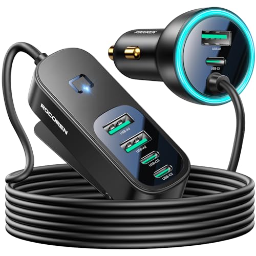 105W 6-Port USB C Car Charger Adapter