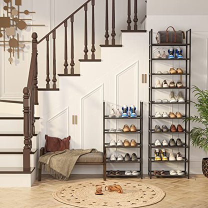 Z&L HOUSE 10 Tier Shoe Rack Tall, Sturdy Free Standing Narrow Shoe Stand, Store 20-24 Pairs of Shoes, Stackable Shoe Organizer Storage Shelf for Entryway to Increase The Use of Space