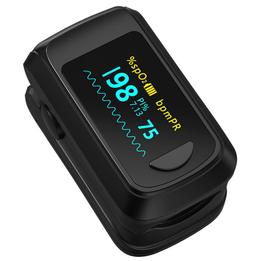 Fingertip Pulse Oximeter Blood Oxygen Saturation Monitor, Heart Rate and Fast Spo2 Reading Oxygen Meter with OLED Screen AAA Batteries