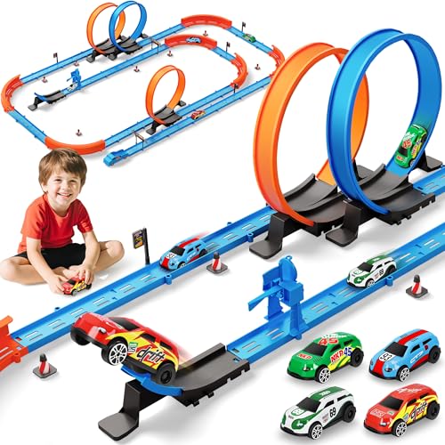 64 Piece Slot Car Race Track Set with Cars