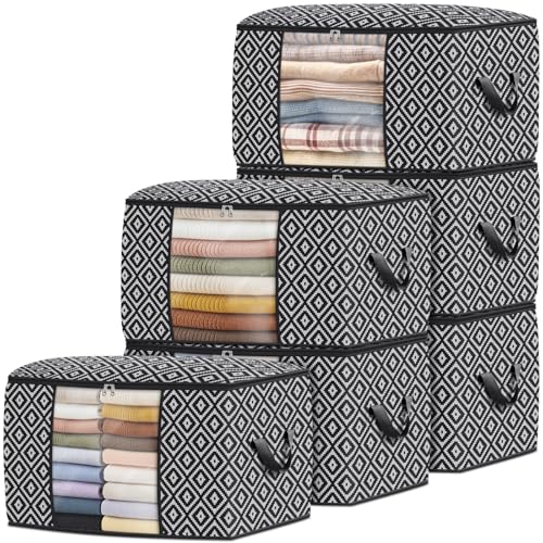 6 Pack 100L Foldable Clothes Storage Bins