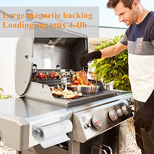 Magnetic Paper Towel Holder Heavy Duty Steel Holder with Magnetic Backing - Fit for Large Paper Towels or Use as Hook for Kitchen, Storage Closets, Grill, Garage (magnetic-1pair-brushed)