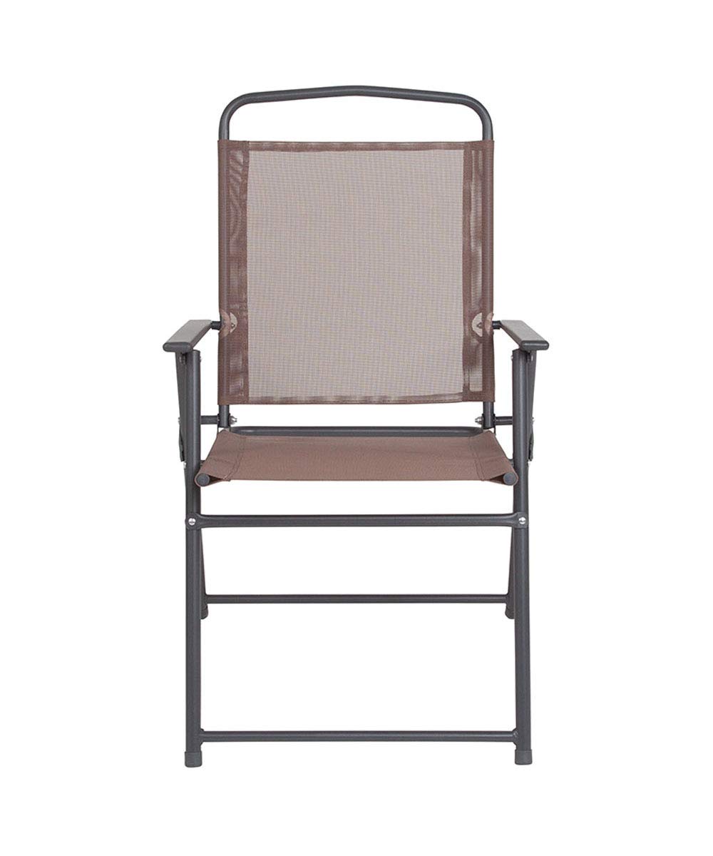 Flash Furniture Nantucket 6-Piece Patio Dining Set with Glass Table, 4 Folding Chairs, and Umbrella, Outdoor Patio Table, Chairs, and Umbrella Set, Black