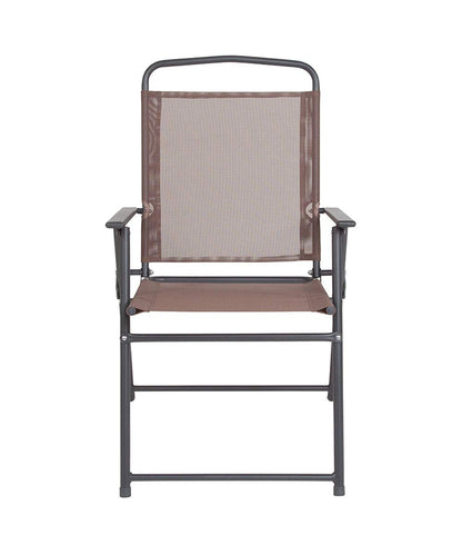 Flash Furniture Nantucket 6-Piece Patio Dining Set with Glass Table, 4 Folding Chairs, and Umbrella, Outdoor Patio Table, Chairs, and Umbrella Set, Black