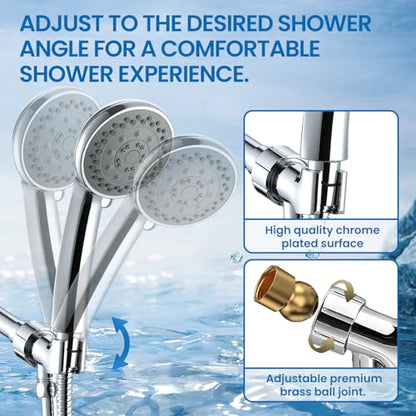 Shower Head, Axioblis 5 Function High Pressure Handheld ShowerHead with Shower Hose and Adjustable Bracket, Velynda