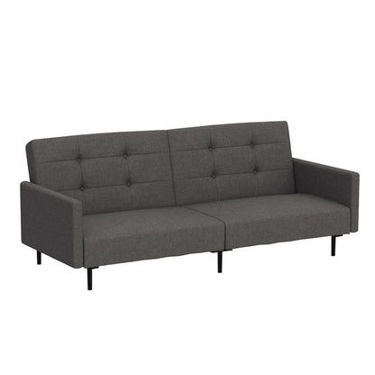 Edenbrook Gilman Futon - Futon Sofa Bed - Futon Couch - Small Futon - Living Room Furniture - Armed Sofa Bed Couch - Sofa – Gray Linen Futon