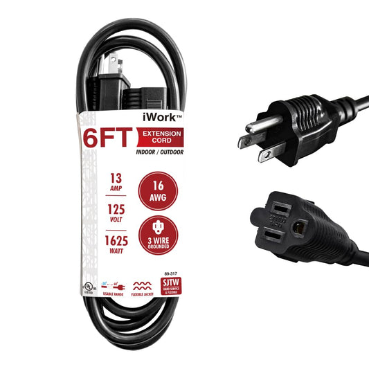 6ft Heavy-Duty Extension Cord by iWork
