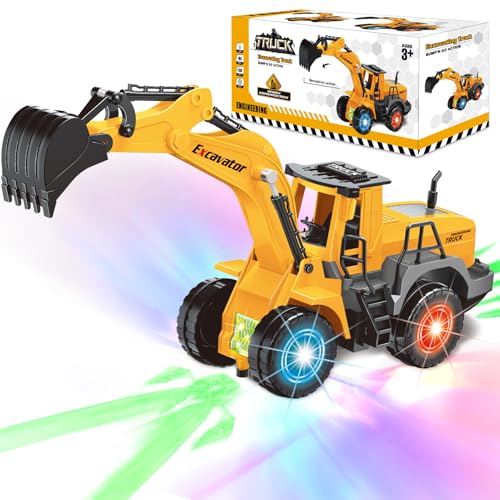 Musical Excavator Toy Truck with Lights and Moving Arm