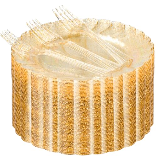 120 Piece Disposable Dessert Plates and Forks Set