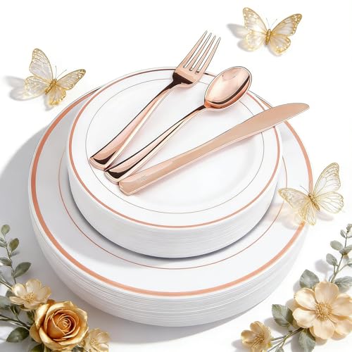 125 Piece Plastic Plates and Silverware Set