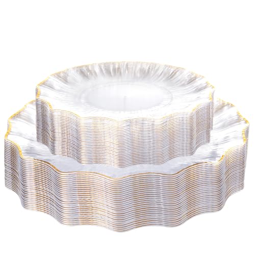 60 Count Heavy Duty Plastic Dinner and Dessert Plates