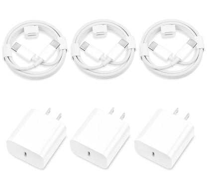 wamaxlink iPhone 15 Charger Fast Charging, 3 Pack PD 20W USB C Wall Charger Block with 6FT USB C to USB C Fast Charging Data Sync Cable Cord for iPhone 15/15 Plus/15 Pro/15 Pro Max, iPad Pro/Air/Mini
