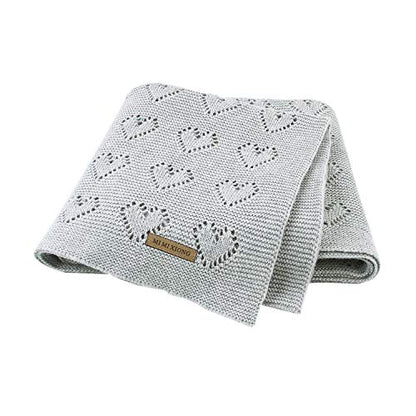 mimixiong 100% Cotton Neutral Baby Blanket Knit Cellular Receiving Crib Nursery Swaddling Blankets for Newbron Baby Size 40x30 Inch