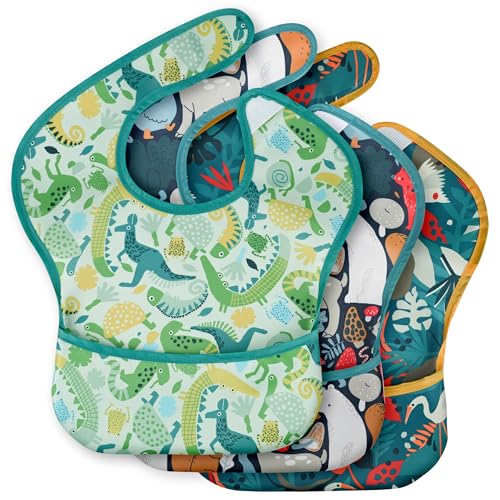 3 Pack Waterproof Silicone Baby Feeding Bibs