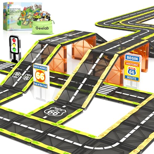 Magnetic Tiles Road Set, STEM Building Blocks Toy
