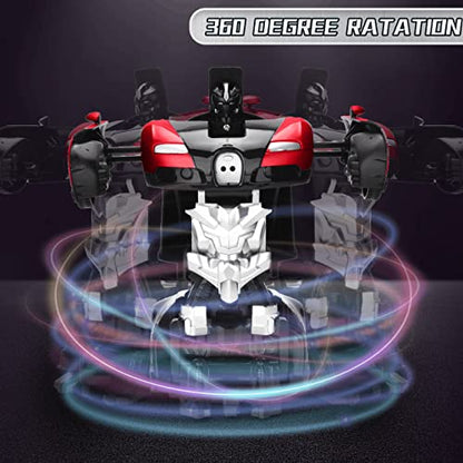 Ursulan Transform RC Car Remote Control Car with One Key Transformation, New Upgrade Deformed Robot for Kids Rechargeable Cars for Boys Age 3-8, Christmas for Boys and Girls (Red)