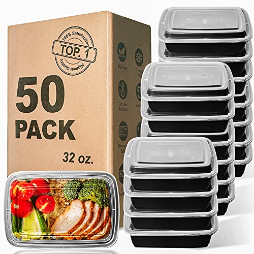 50 Pack Meal Prep Containers with Lids, 32oz