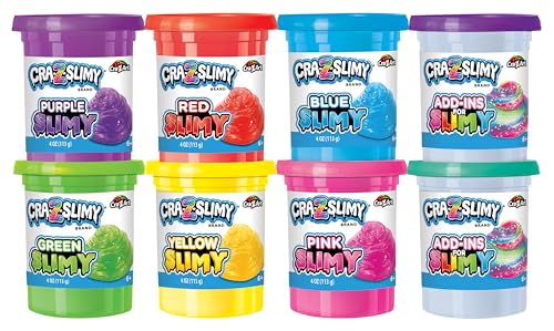 CRA-Z-Slimy Bold & Brite 8 Count, Stretchy & Colorful Premade Slime Collection, Ages 6 and Up