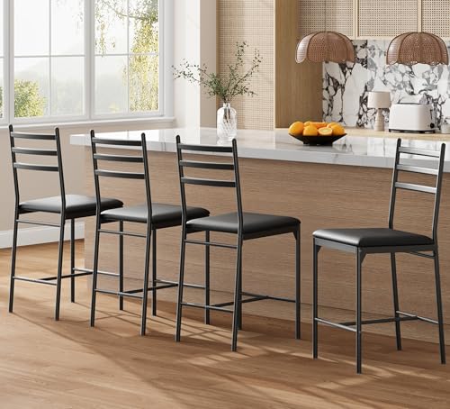 4 Pack Upholstered Counter Height Bar Stools